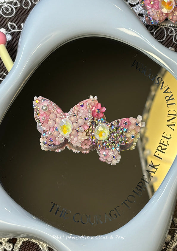 Double Butterfly Hairclip Pink